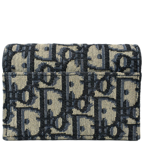 CHRISTIAN DIOR Saddle Flap Jacquard Canvas Card Holder Beige