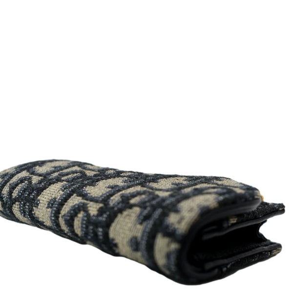 CHRISTIAN DIOR Saddle Flap Jacquard Canvas Card Holder Beige