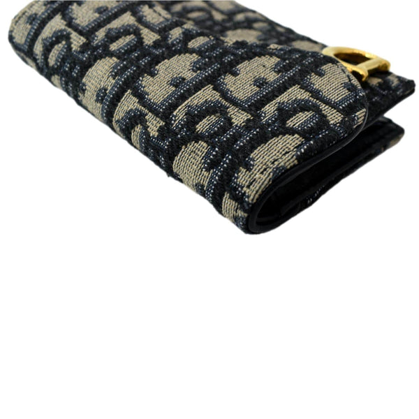 CHRISTIAN DIOR Saddle Flap Jacquard Canvas Card Holder Beige