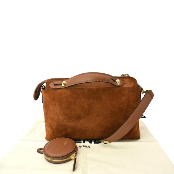 FENDI By The Way Medium Suede Boston Crossbody Bag Brown