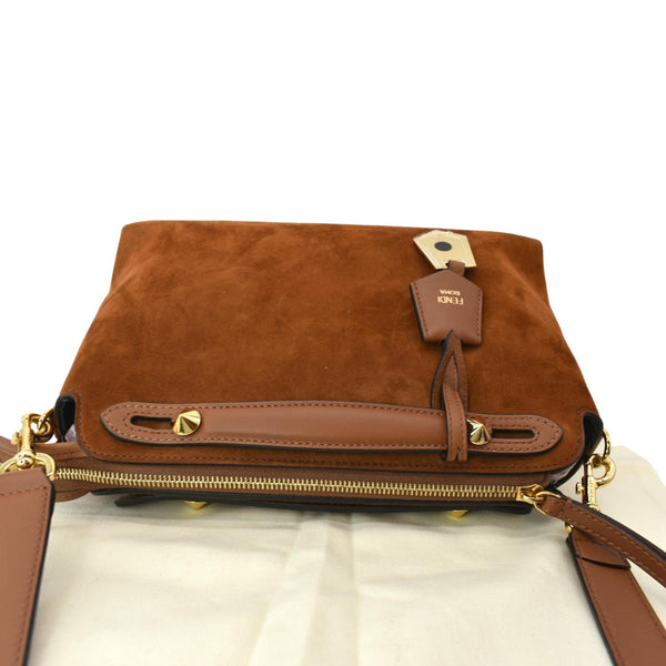 FENDI By The Way Medium Suede Boston Crossbody Bag Brown