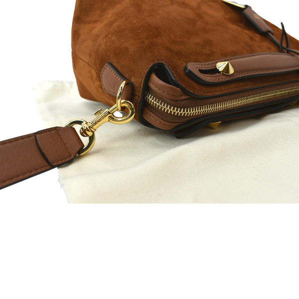 FENDI By The Way Medium Suede Boston Crossbody Bag Brown