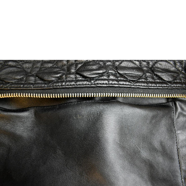CHRISTIAN DIOR Caro Daily Cannage Calfskin Zipped Pouch Black