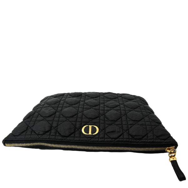 CHRISTIAN DIOR Caro Daily Cannage Calfskin Zipped Pouch Black
