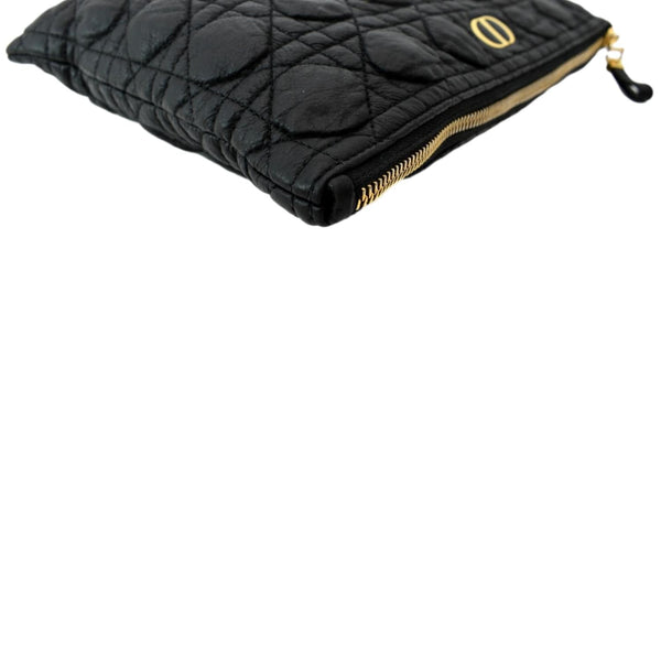 CHRISTIAN DIOR Caro Daily Cannage Calfskin Zipped Pouch Black