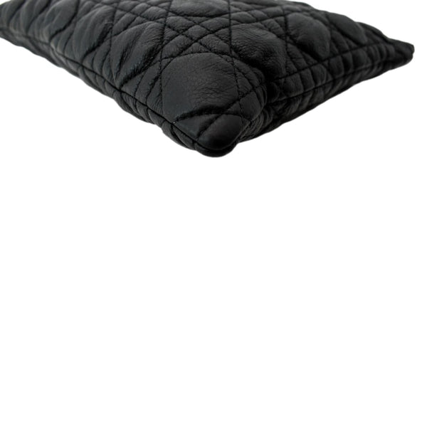 CHRISTIAN DIOR Caro Daily Cannage Calfskin Zipped Pouch Black