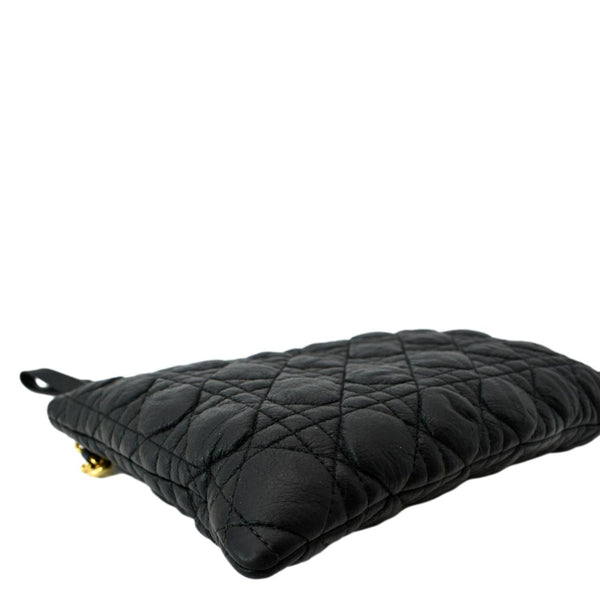 CHRISTIAN DIOR Caro Daily Cannage Calfskin Zipped Pouch Black