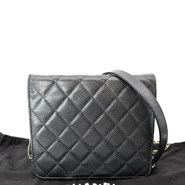 CHANEL Golden Class Caviar Leather Wallet on Chain Bag Black