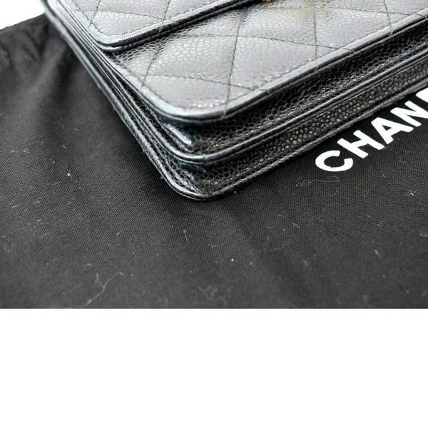CHANEL Golden Class Caviar Leather Wallet on Chain Bag Black