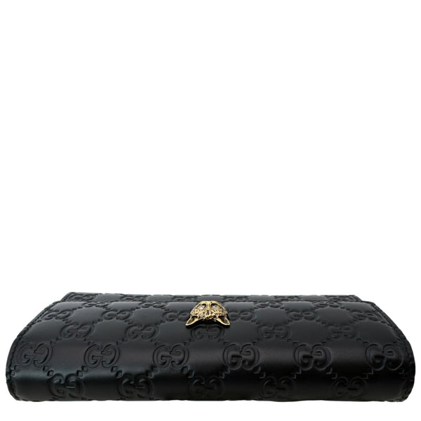 GUCCI Cat Head Leather Continental Wallet Black 548055