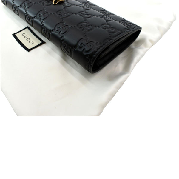 GUCCI Cat Head Leather Continental Wallet Black 548055