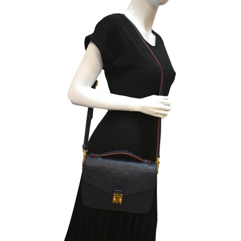 LOUIS VUITTON Metis Pochette Empreinte Leather Crossbody Bag Navy Blue
