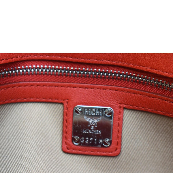 MCM Tracy Monogram Leather Chain Crossbody Wallet Red