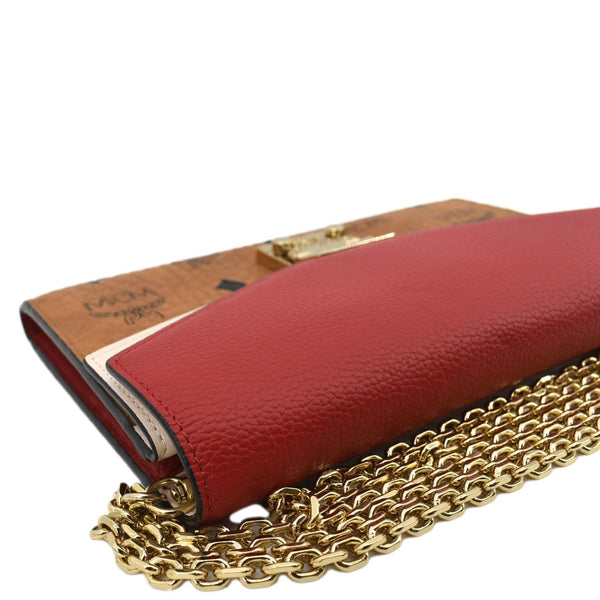 MCM Tracy Monogram Visetos Canvas Chain Wallet Cognac - Right Side