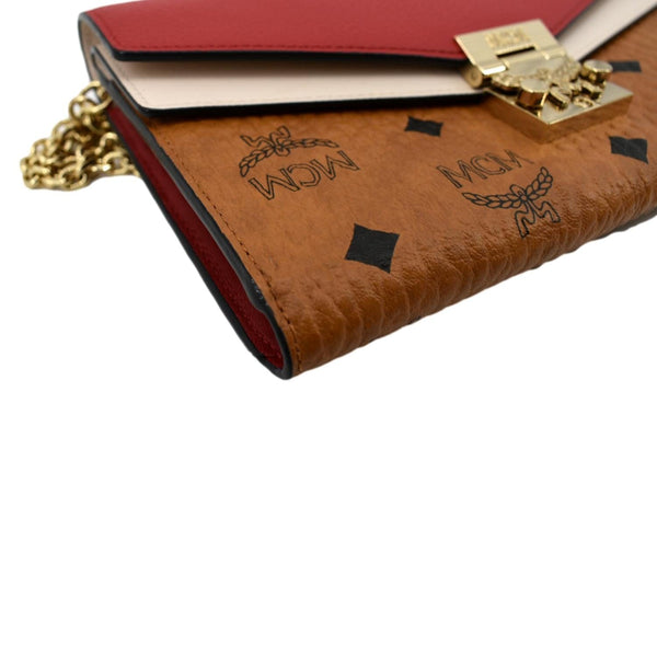 MCM Tracy Monogram Visetos Canvas Chain Wallet Cognac - Left Side