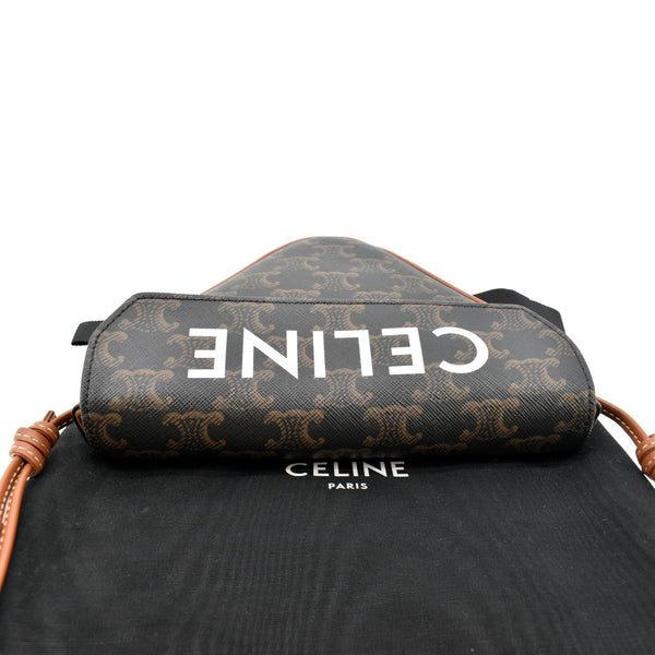CELINE Triangle Triomphe Canvas Monogram Print Shoulder Bag Brown