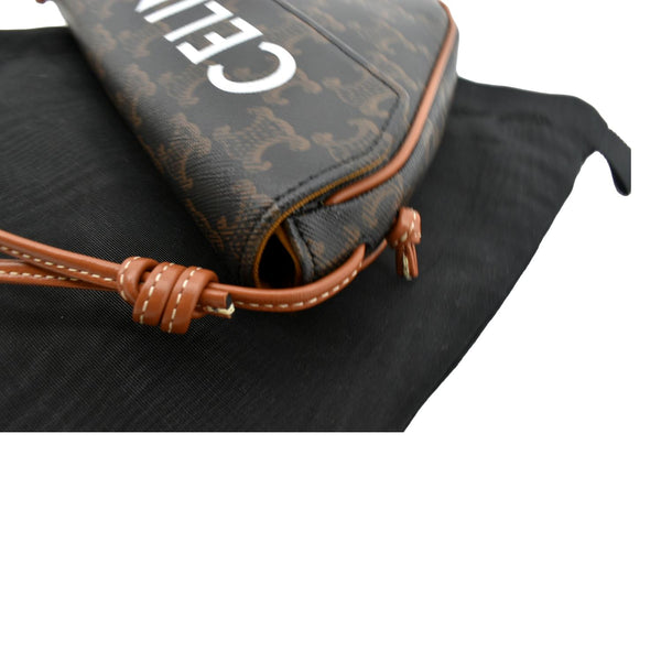 CELINE Triangle Triomphe Canvas Monogram Print Shoulder Bag Brown