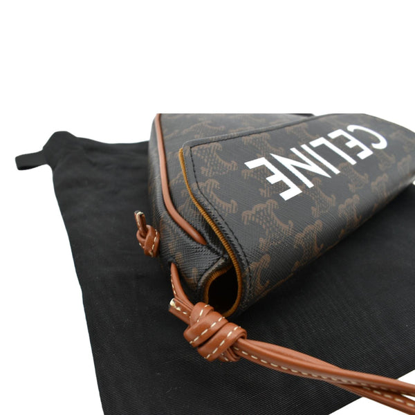 CELINE Triangle Triomphe Canvas Monogram Print Shoulder Bag Brown