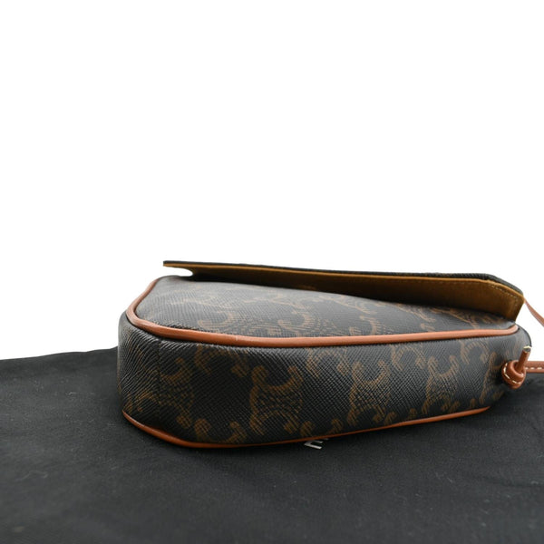 CELINE Triangle Triomphe Canvas Monogram Print Shoulder Bag Brown