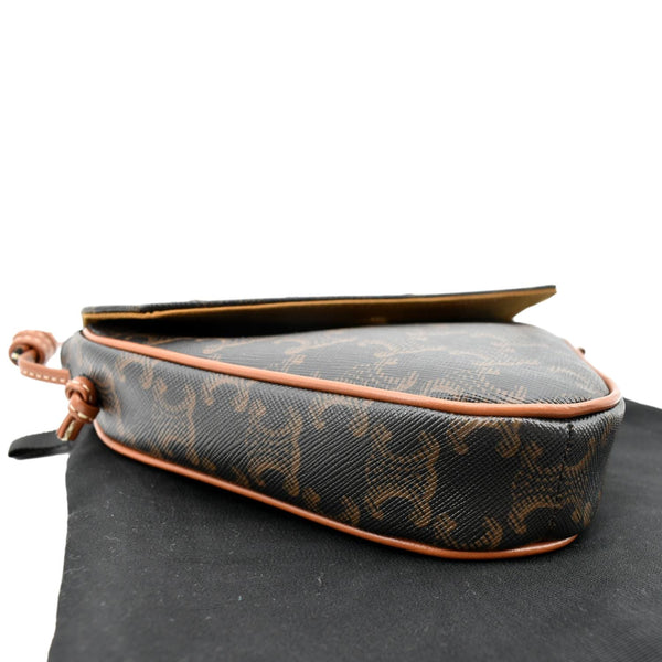 CELINE Triangle Triomphe Canvas Monogram Print Shoulder Bag Brown