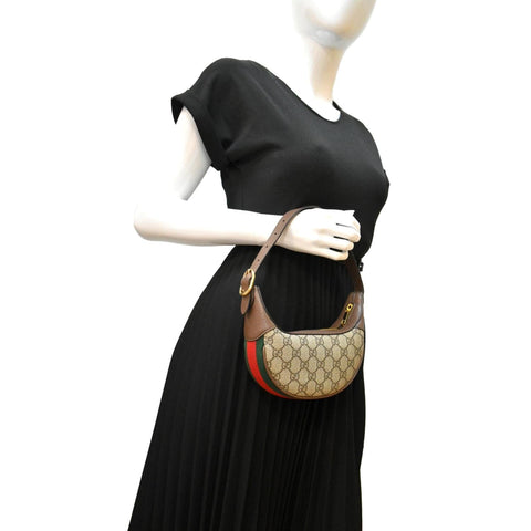 GUCCI Ophidia Mini GG Supreme Canvas Shoulder Bag Beige/Ebony 658551
