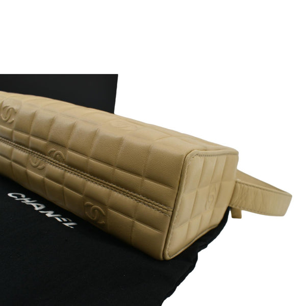 CHANEL Chocolate Bar Leather Handbag Beige