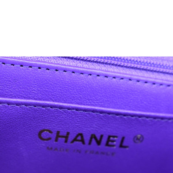 CHANEL Mini Top Handle Rectangular Flap Lambskin Crossbody Bag Purple
