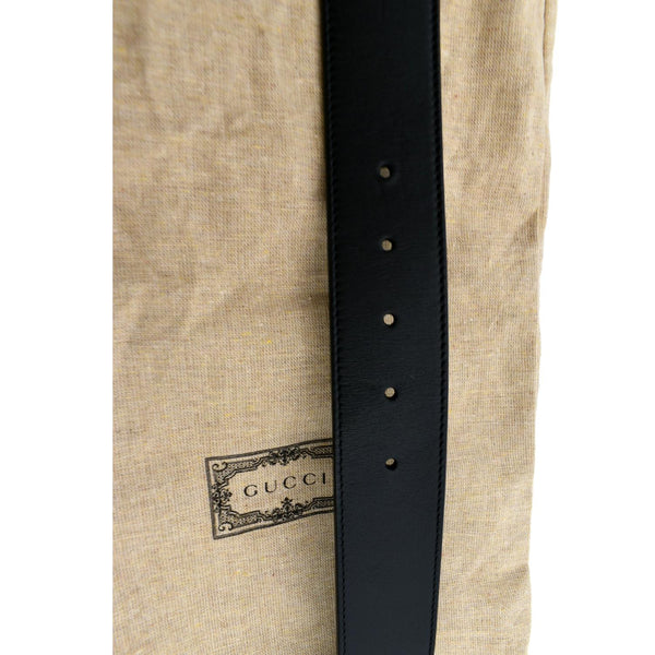 Gucci Double G Buckle Black Leather Belt Size 44 Black - Close Look