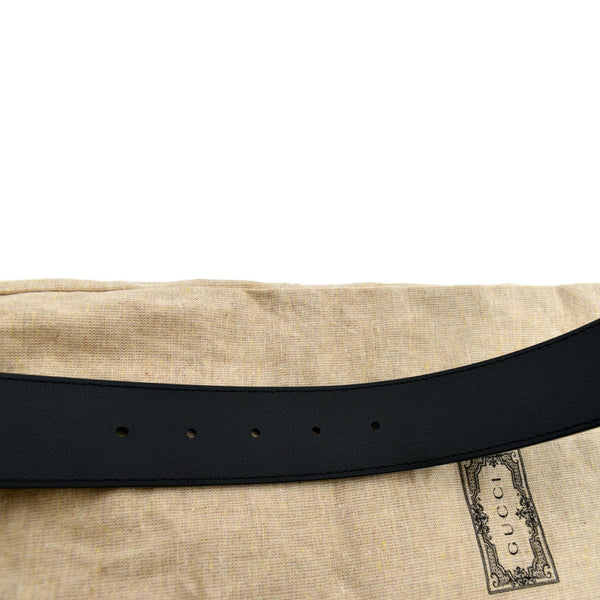 Gucci Double G Buckle Black Leather Belt Size 44 Black - Mid Section