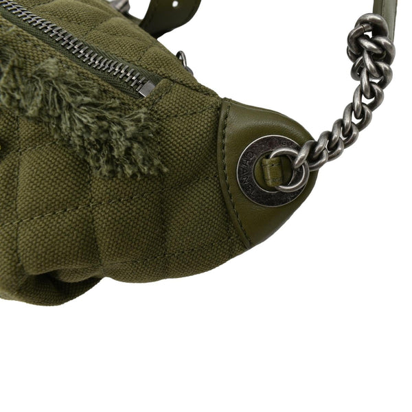CHANEL Coco Cuba Charms Canvas Lambskin Leather Waist Bag Khaki