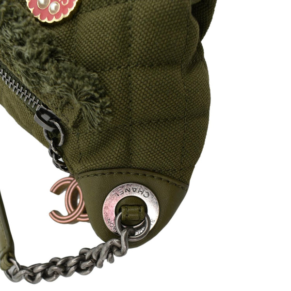 CHANEL Coco Cuba Charms Canvas Lambskin Leather Waist Bag Khaki