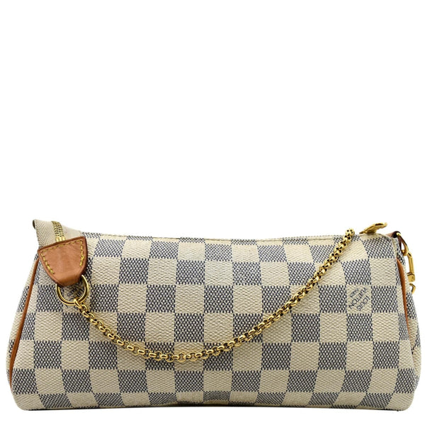 Louis Vuitton Pochette Eva Damier Azur Clutch Bag White - Back