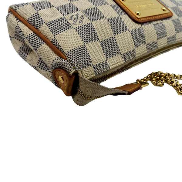 Louis Vuitton Pochette Eva Damier Azur Clutch Bag White - Top Left