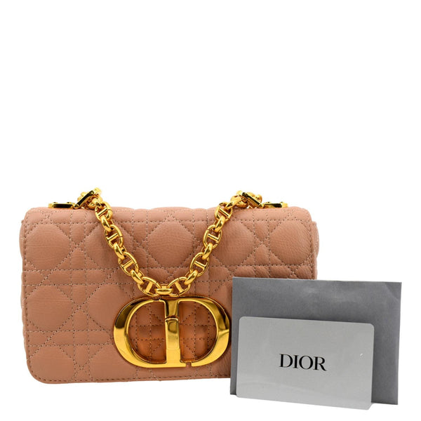 CHRISTIAN DIOR Caro Cannage Calf Leather Shoulder Bag Rose Des