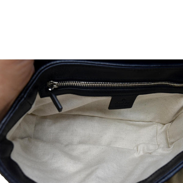 Gucci GG Marmont Canvas Leather Crossbody Bag Blue - Inisde