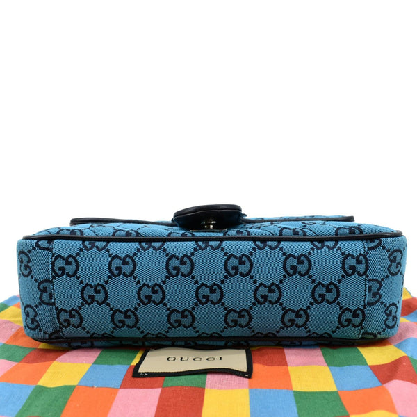 Gucci GG Marmont Canvas Leather Crossbody Bag Blue - Bottom