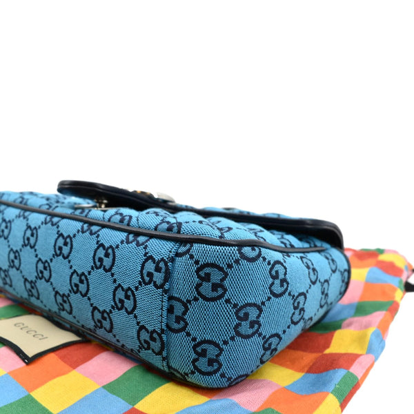 Gucci GG Marmont Canvas Leather Crossbody Bag Blue - Bottom Right