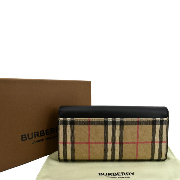 Burberry Continental Vintage Leather Check Wallet Black - Product