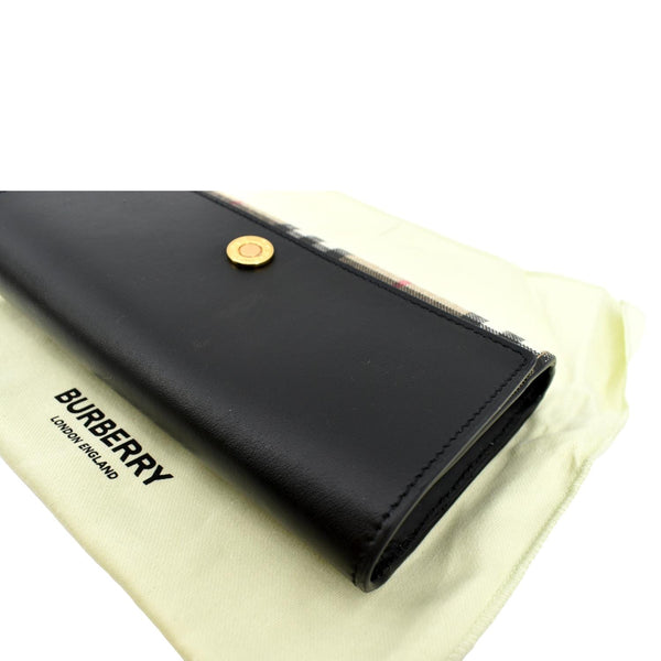 Burberry Continental Vintage Leather Check Wallet Black - Top Left