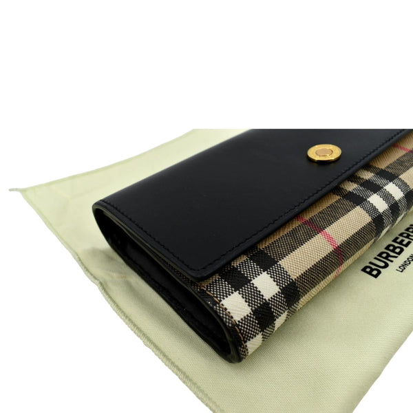 Burberry Continental Vintage Leather Check Wallet Black - Bottom Left