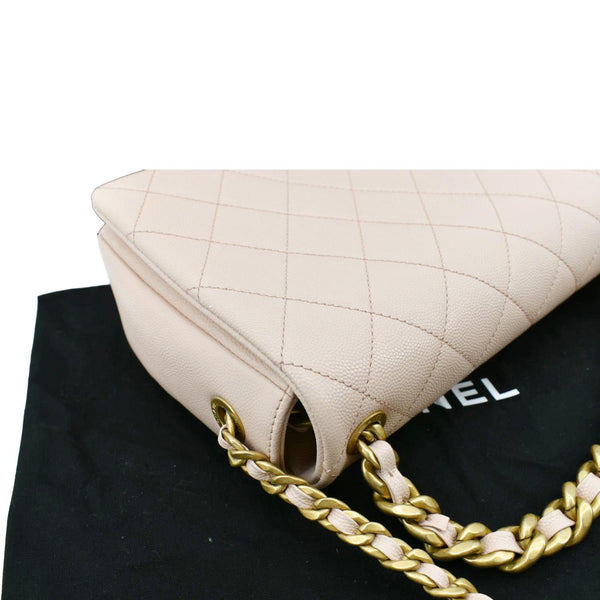 CHANEL Medium Fashion Therapy Flap Quilted Caviar Crossbody Bag Nude