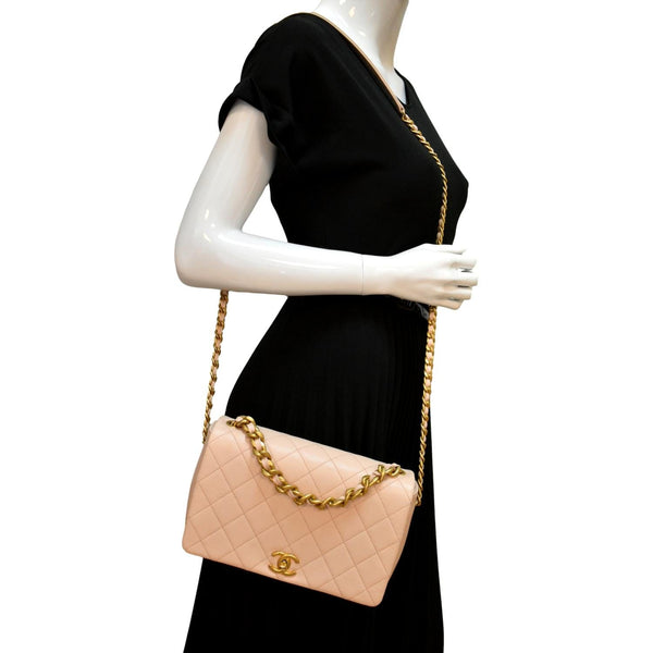 CHANEL Medium Fashion Therapy Flap Quilted Caviar Crossbody Bag Nude