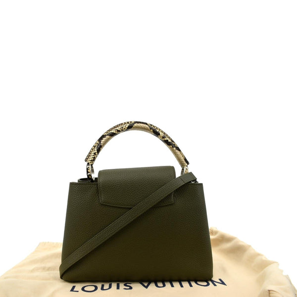 LOUIS VUITTON Capucines MM Taurillon Python Leather Satchel Bag Khaki Green