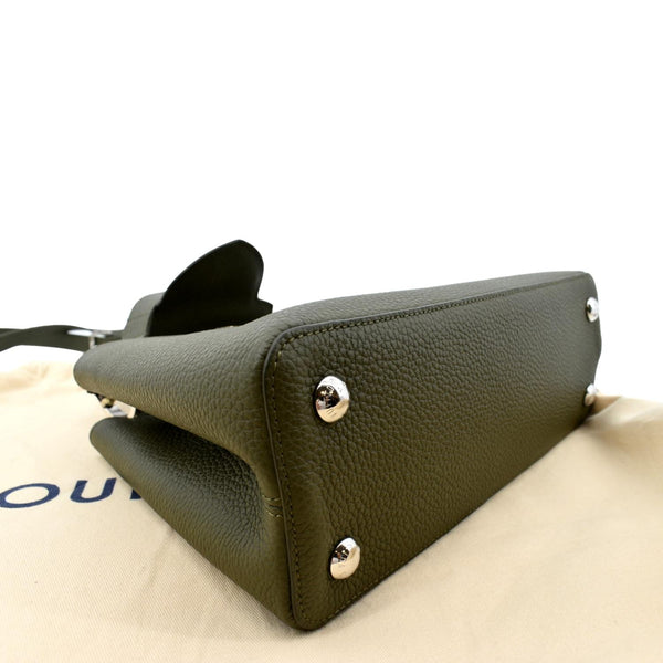 LOUIS VUITTON Capucines MM Taurillon Python Leather Satchel Bag Khaki Green