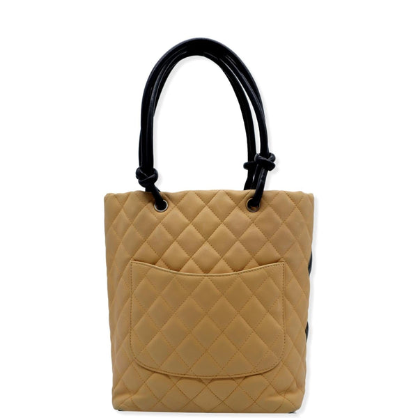 CHANEL Cambon Ligne Quilted Tote Bag Beige