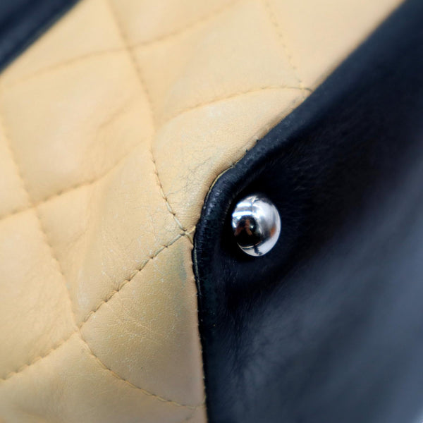 CHANEL Cambon Ligne Quilted Tote Bag Beige