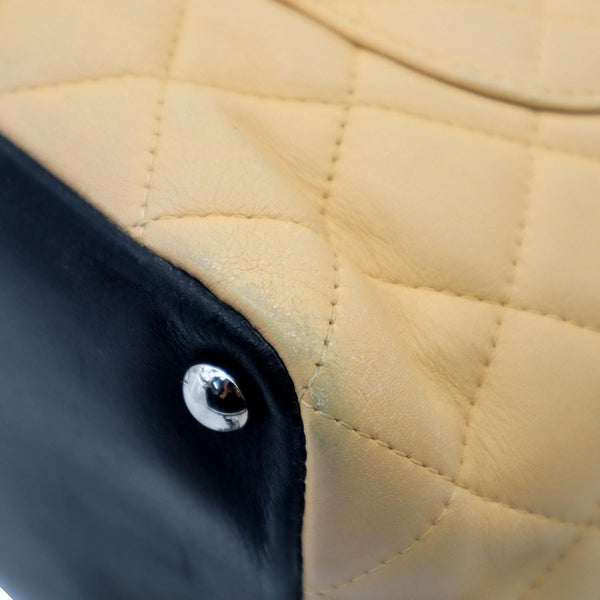 CHANEL Cambon Ligne Quilted Tote Bag Beige