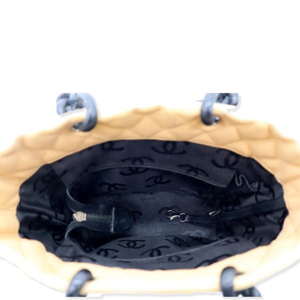 CHANEL Cambon Ligne Quilted Tote Bag Beige