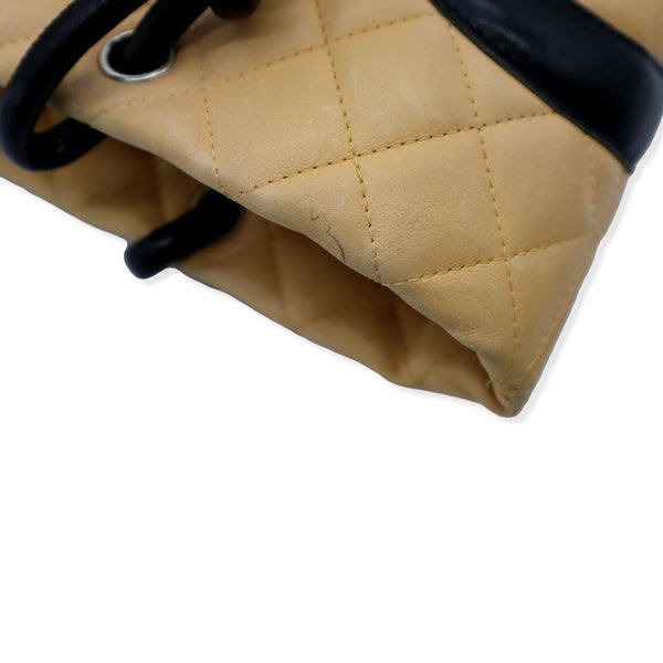 CHANEL Cambon Ligne Quilted Tote Bag Beige