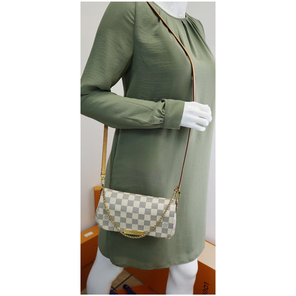 LOUIS VUITTON Favorite PM Damier Azur Crossbody Bag White